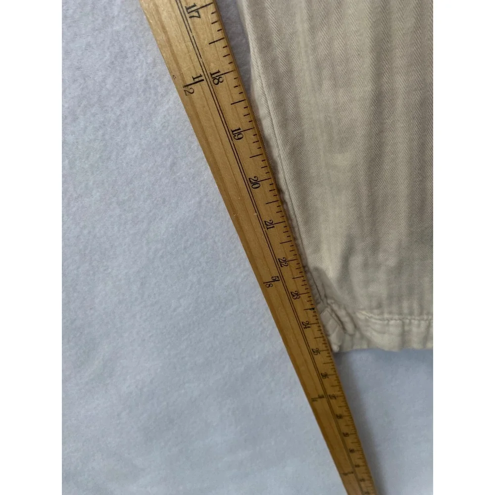 J.Crew Pull-On Cargo Pants Womens‎ 14 Beige Herringbone Cotton Drawstring Waist
